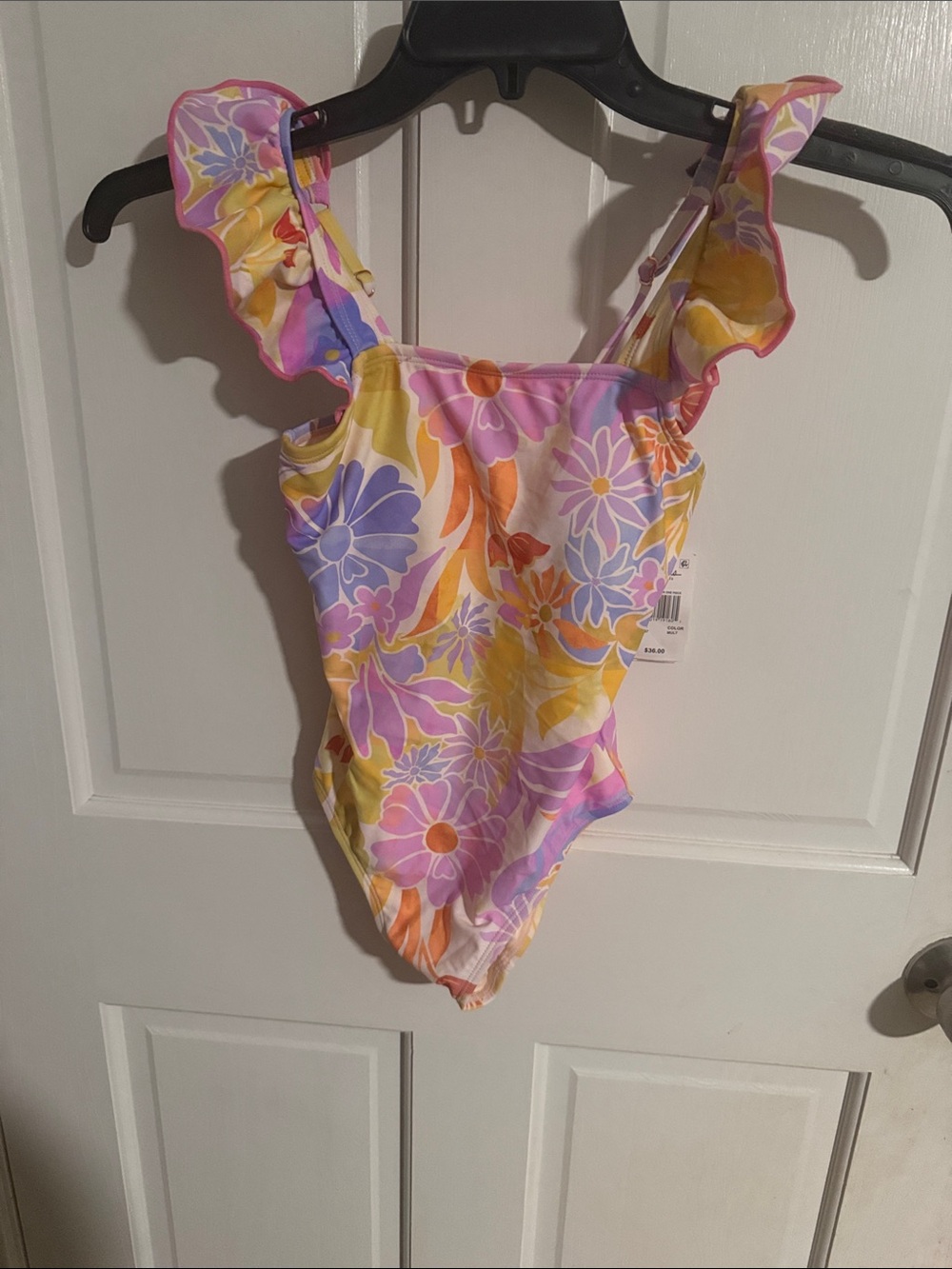Raisins Floral Ruffle One-Piece Swimsuit - Pink, Purple, Yellow, Orange, White